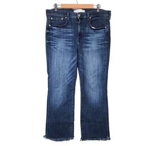 AYR The Bomb Pop Raw Hem Straight Leg Ankle Jeans Dark Wash Size 33 SHORT